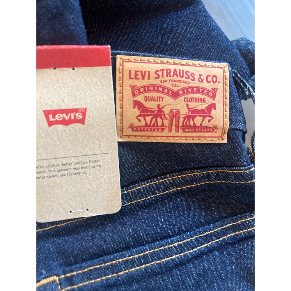 Levis Wedgie Fit Straight Leg Jeans Dark Indigo Blue High Rise Denim size 27 - Picture 5 of 8